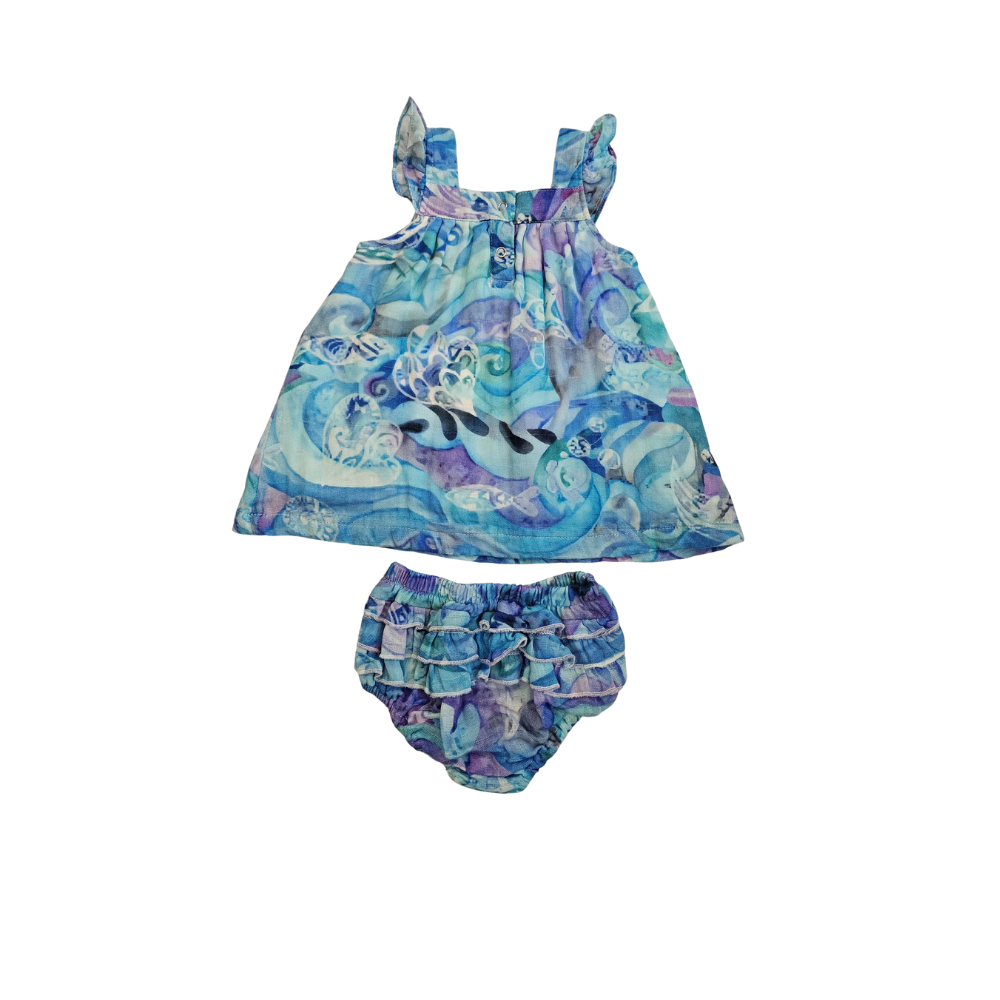 Dress Blue Lagoon - 100 % Gauze / Cotton - Blues, Pinks, Purples - Toddler - BLULAG240 