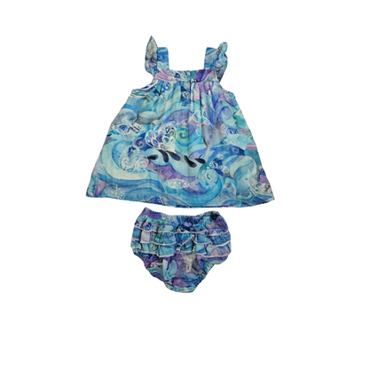 Dress Blue Lagoon - 100 % Gauze / Cotton - Blues, Pinks, Purples - Toddler - BLULAG240 