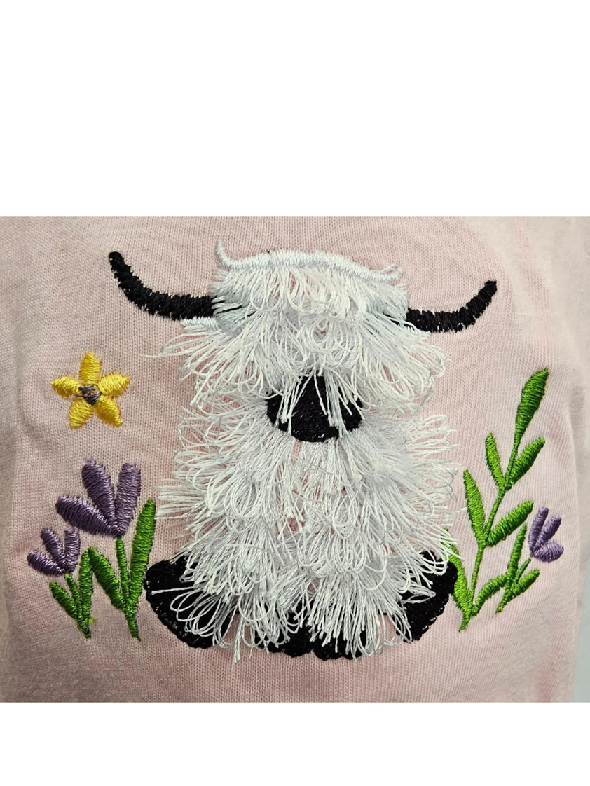 T-Shirt Fringe Cow Pink Toddler   RTTTPC 