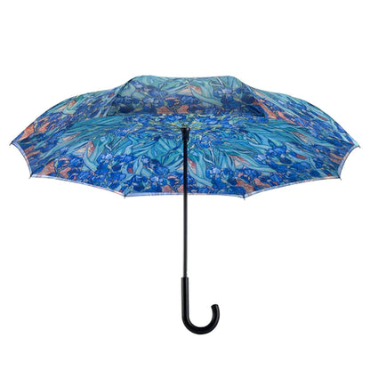 Umbrella - Reverse Close -Van Gogh Irises -20206rc 