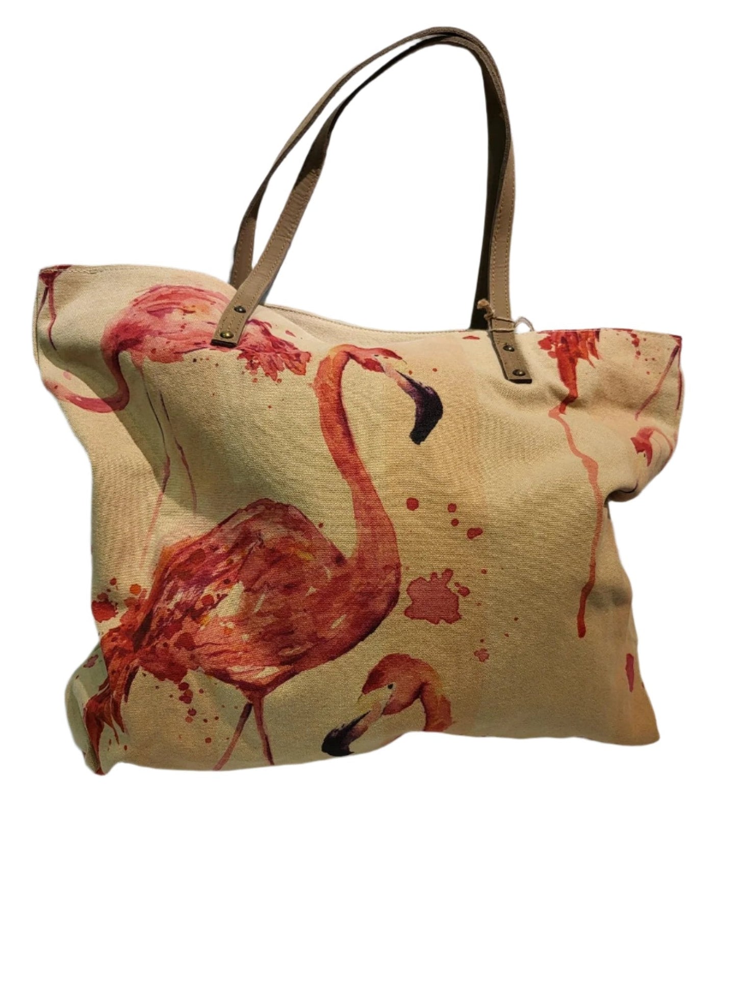 Tote Bag Canvas Watercolor Flamingos 