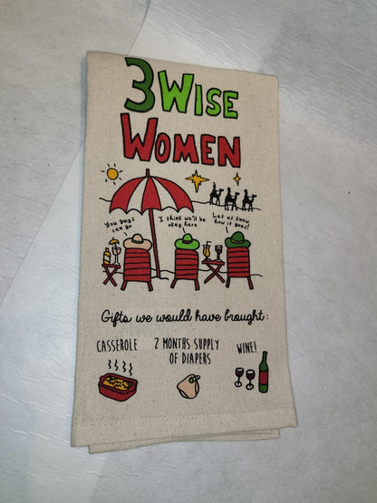 3 Wise Women Tea Towel - On a Beach 