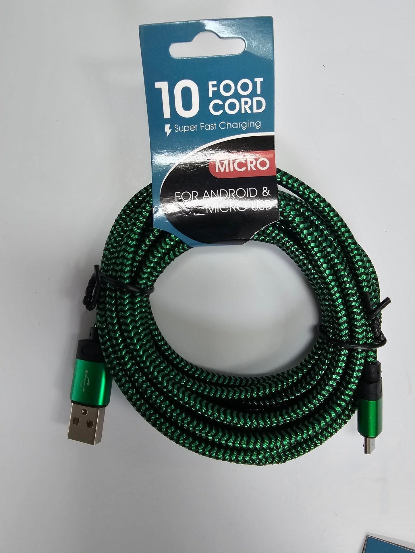 Android & Micro USB Fast Charging Cord - 10 ft 