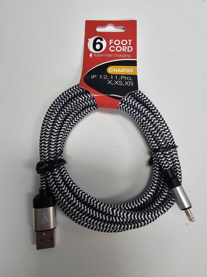 Fast Mobile Phone I-Phone USB Charging Cord - 6 ft 