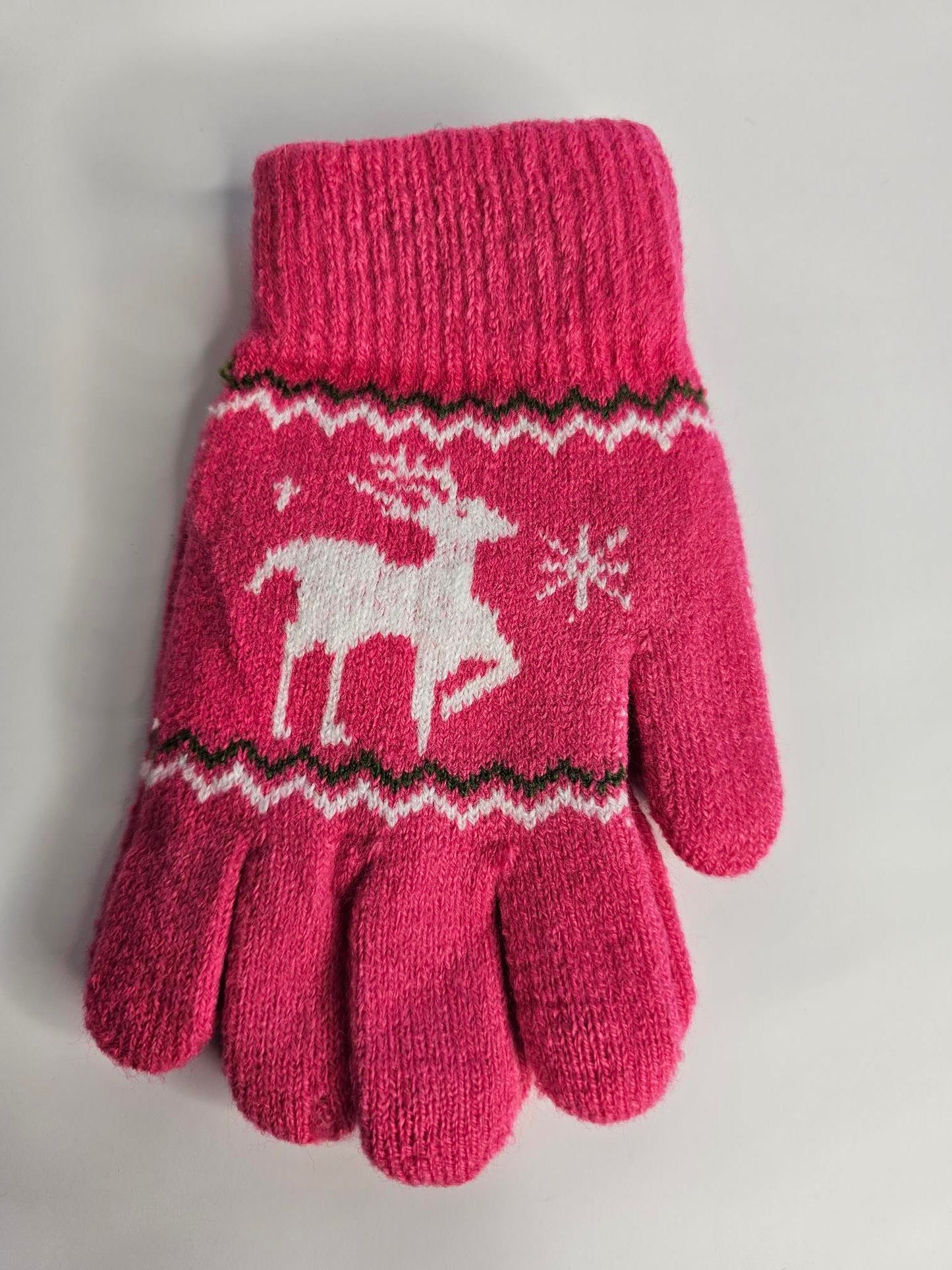 Gloves - Children's Multicolored/ Textured - Red Grey Pink 