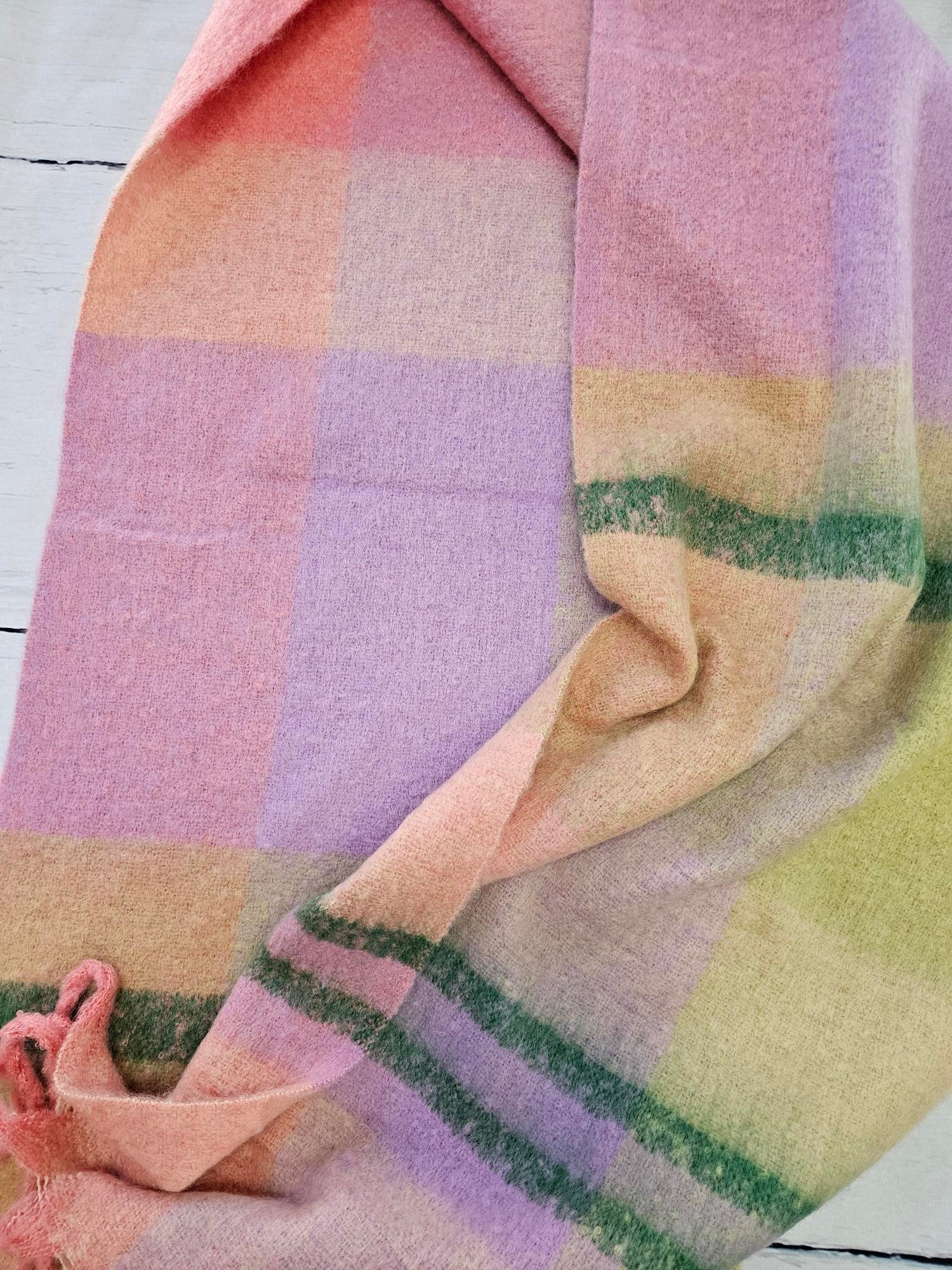 Scarf or Wrap - Multicolored - Purple, Pink, Green Accent Plaid 