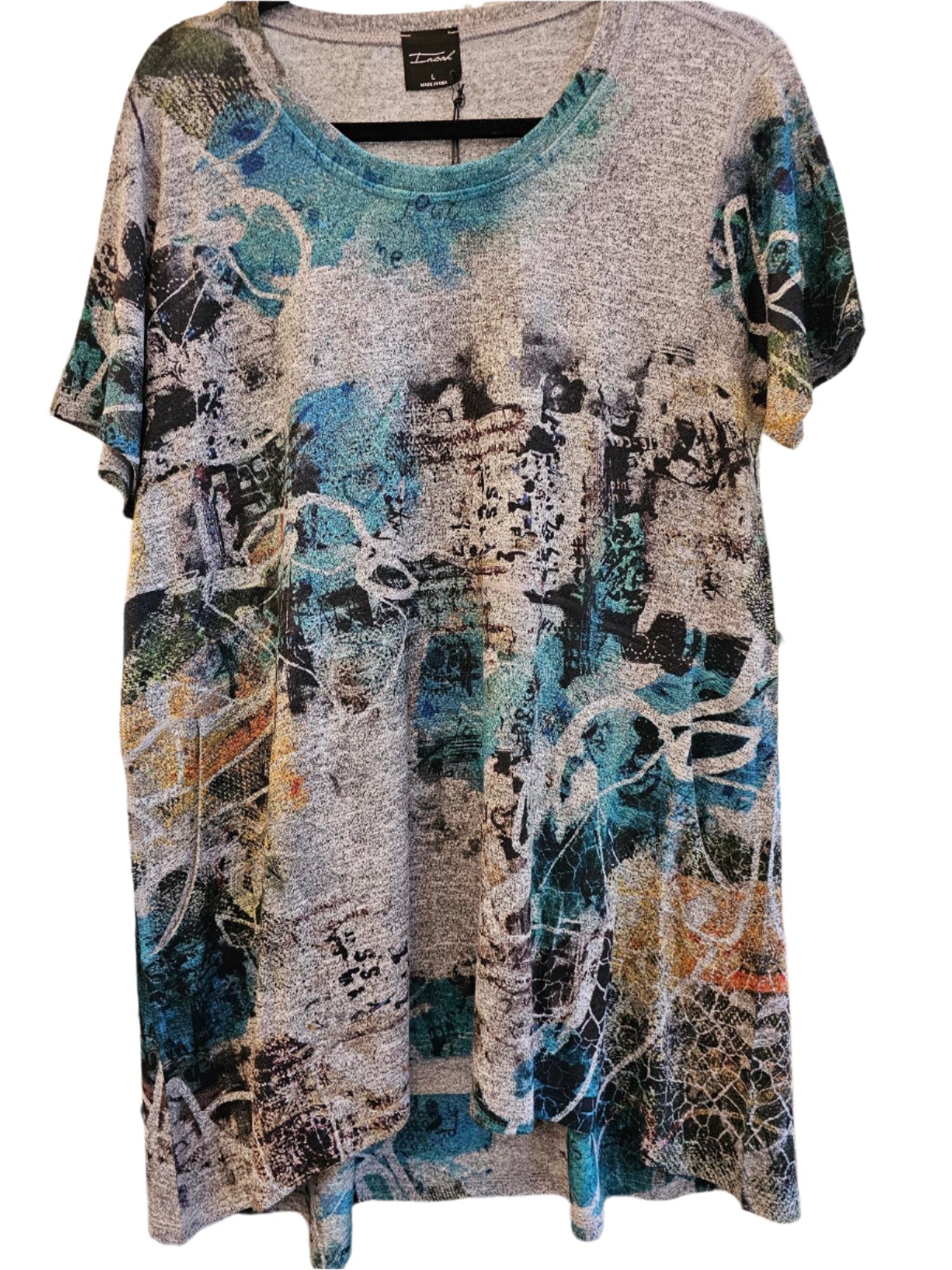 Women's Crewneck Short Sleeve Top - Blue Glow Abstract 