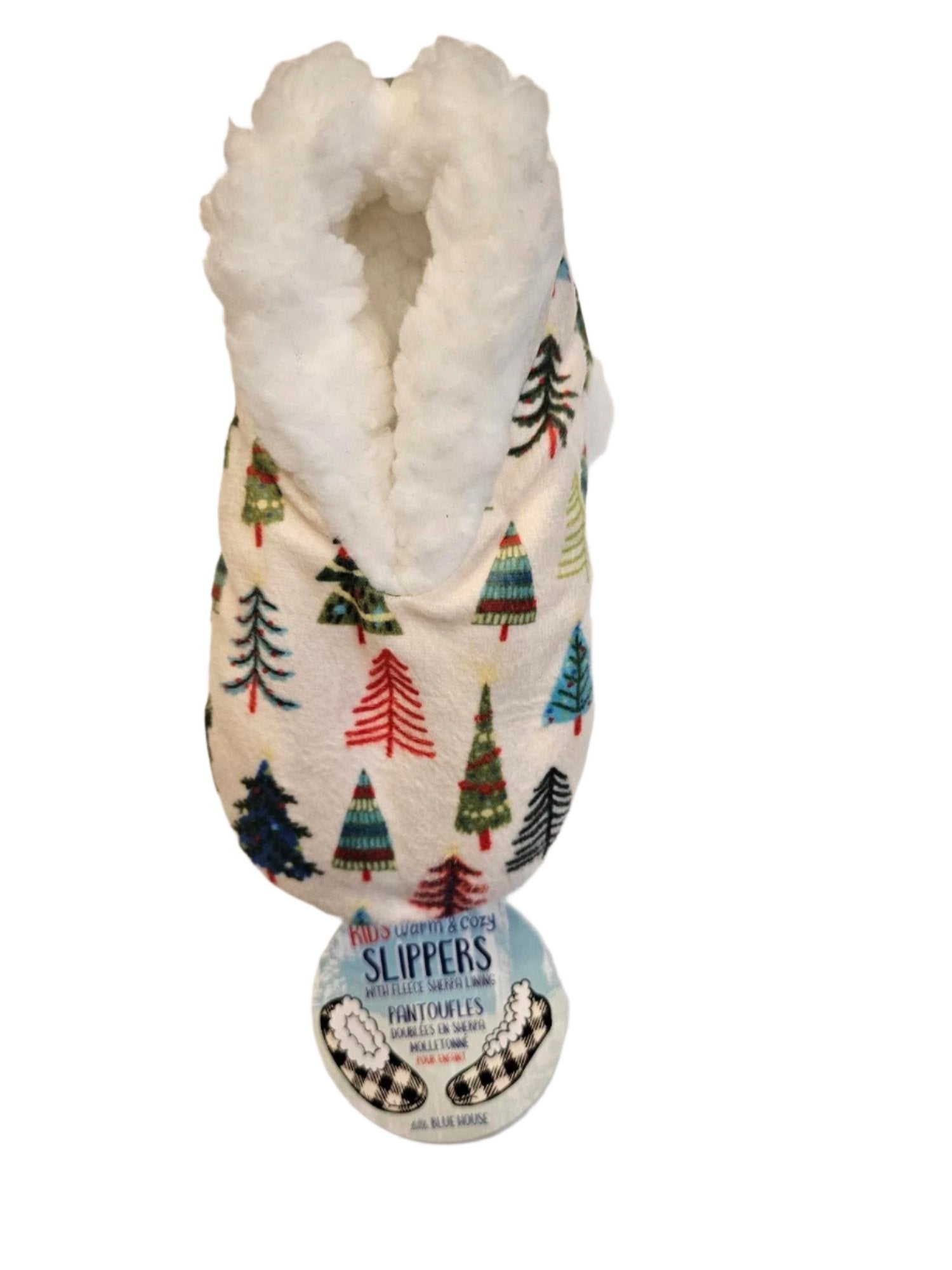 Children's Christmas Slippers - Modern Christmas Trees 