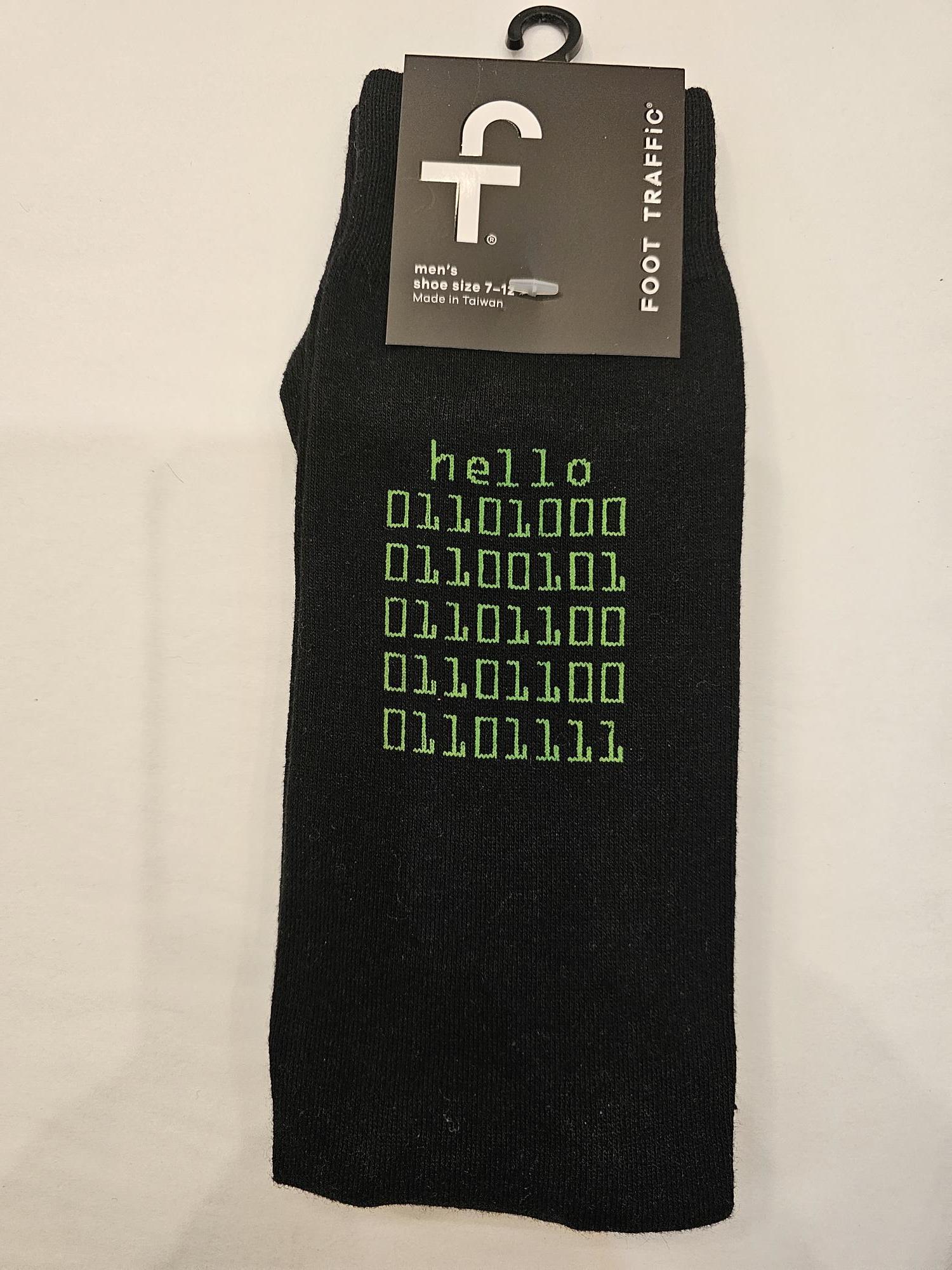Mens - crew sock- Hello Binary Code 