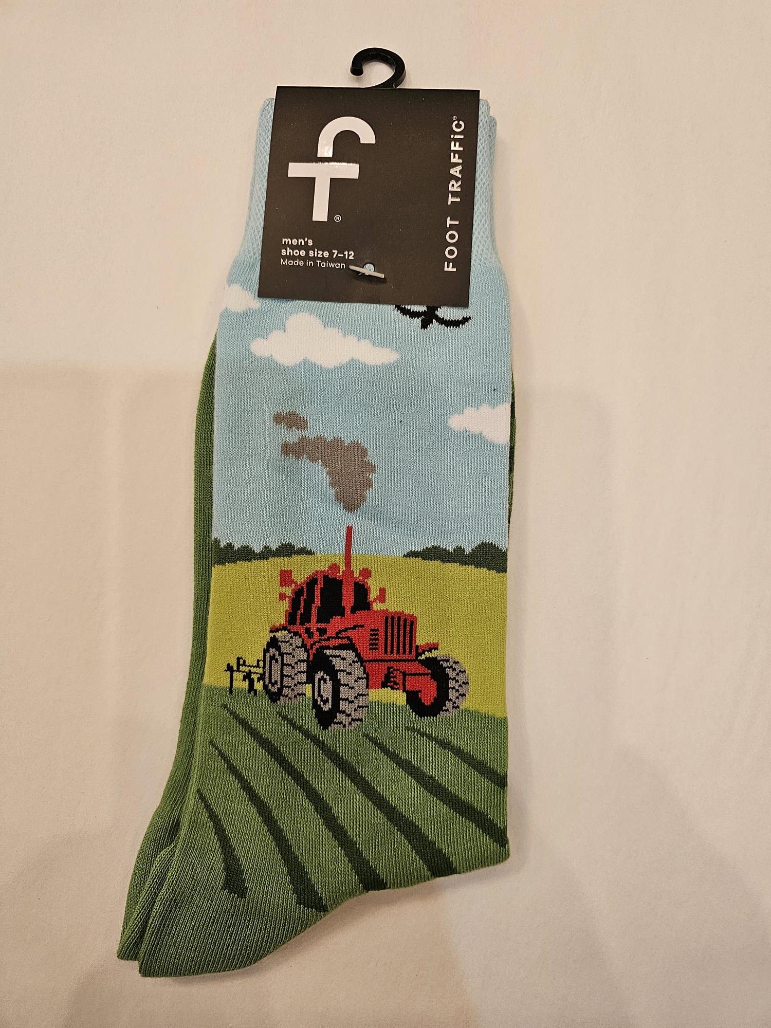 Mens - crew sock-Red Farm Tractor 