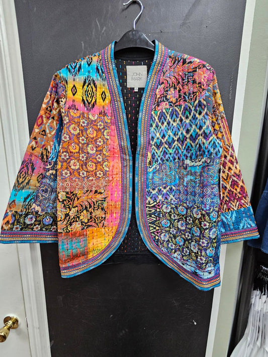 Women's Quilted Multi Colored Jacket with Running Stitch details 
