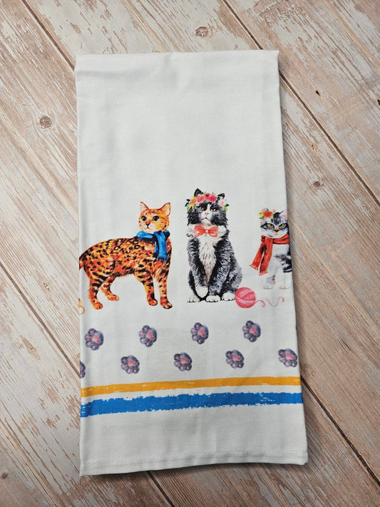 Tea Towel - Cats - Cream 