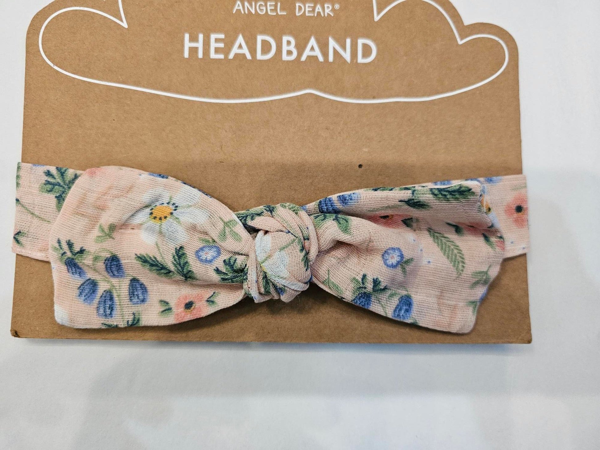 Headband - child  - 12-24 month- guaze- peach flower 