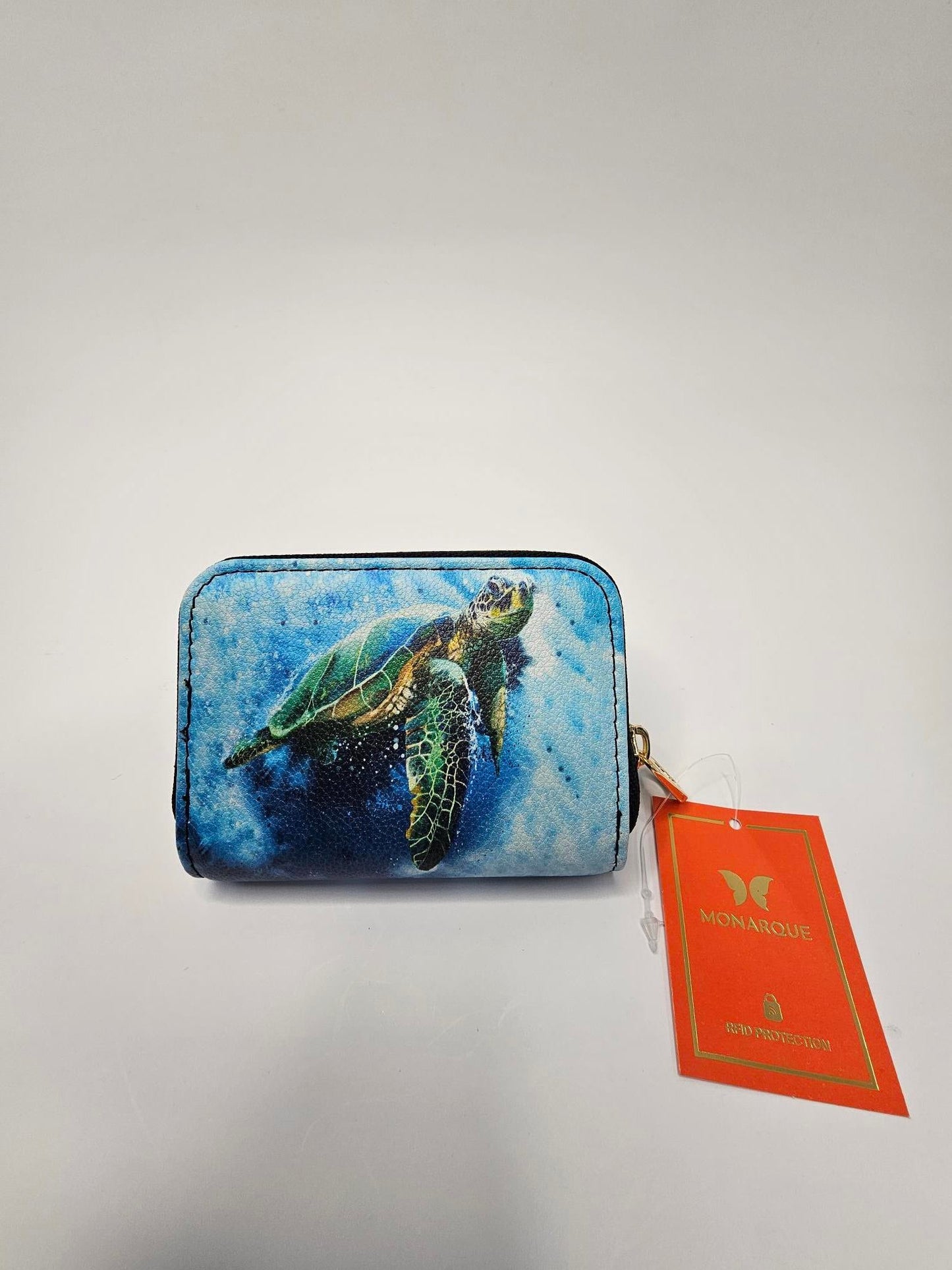 Zippered Armored Wallet - Sea Turtle Blue - 81010 