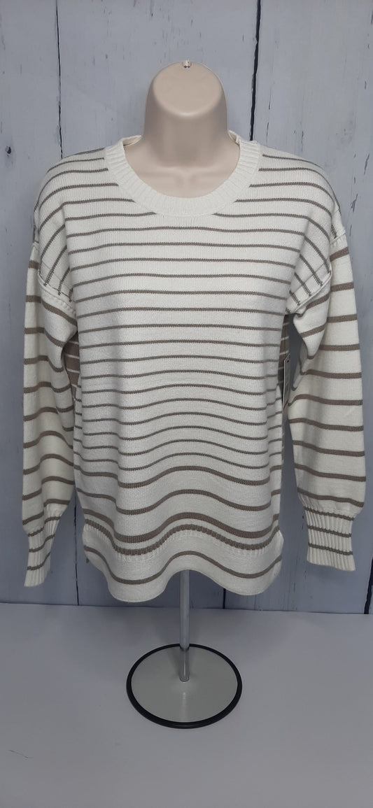 Womens Striped sweater - Cream & Beige 