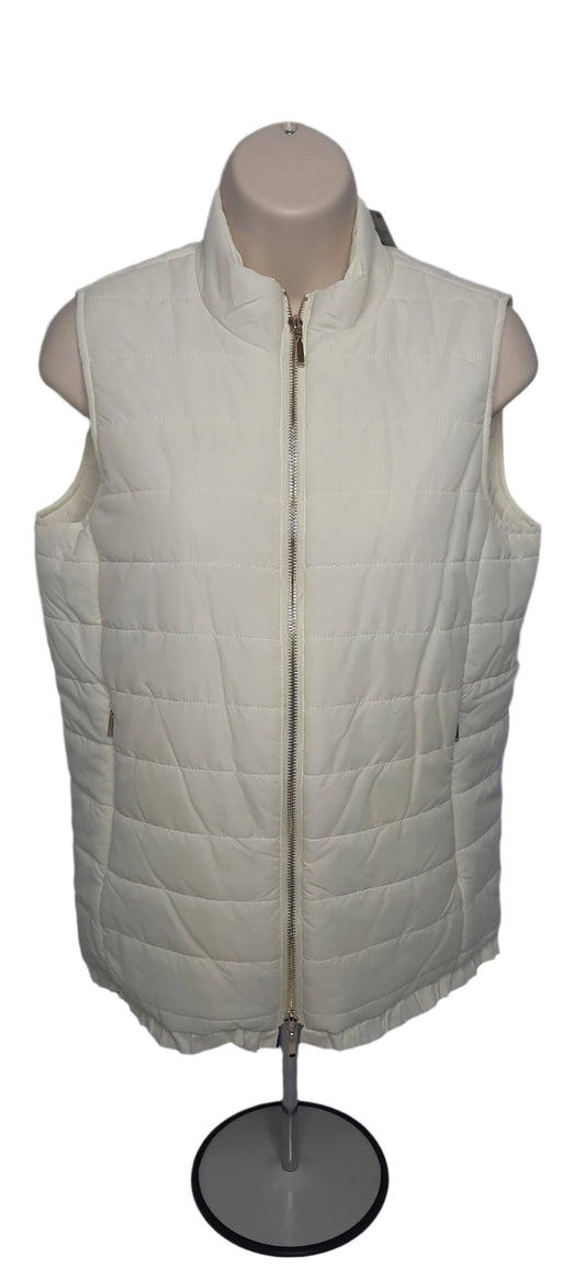 Vest-Cream-Zipper Front-2Pocket-Women's-M14201vm 