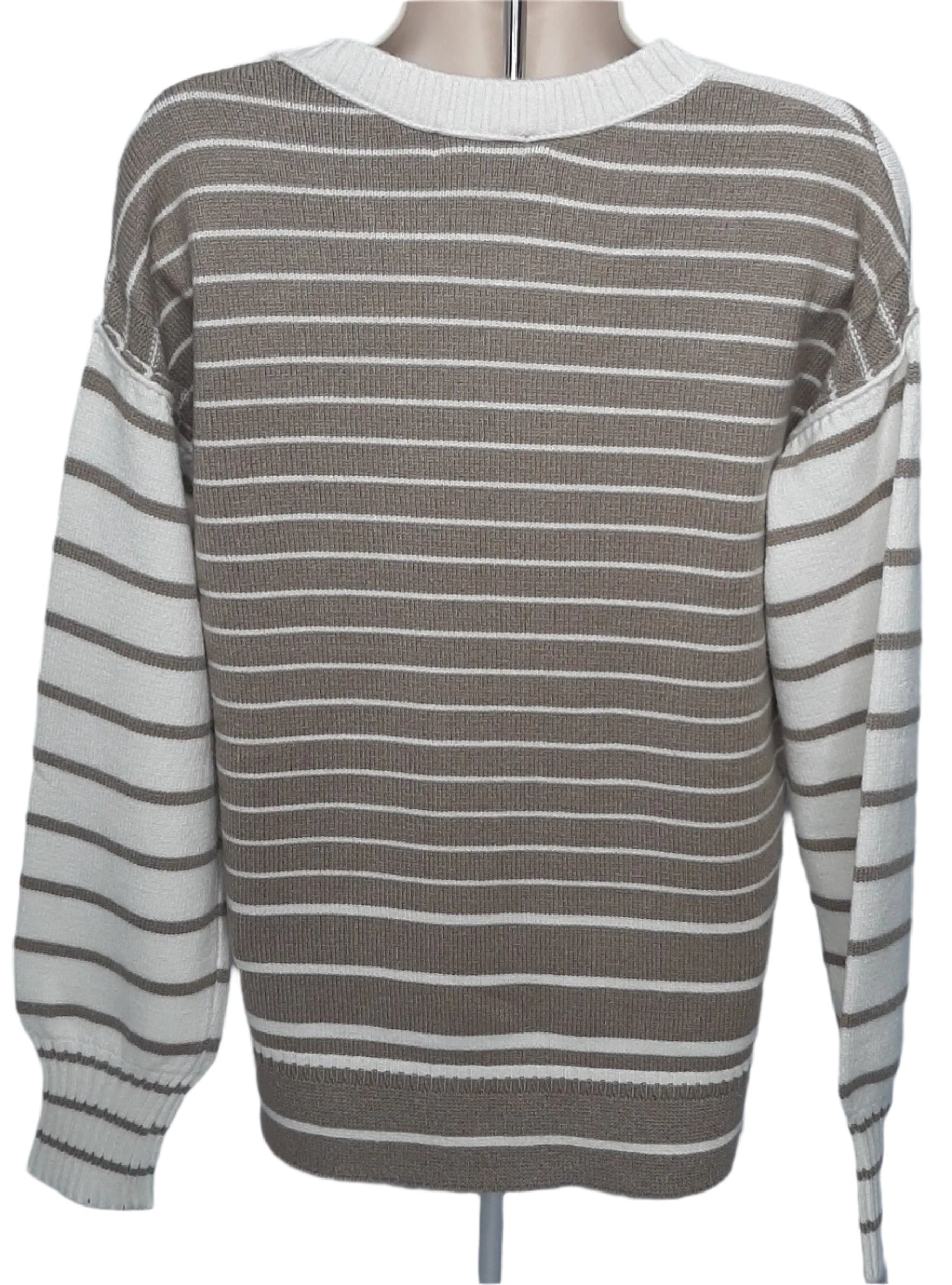 Sweater-Long Sleeve- Brown/White-Women's-M14208km 