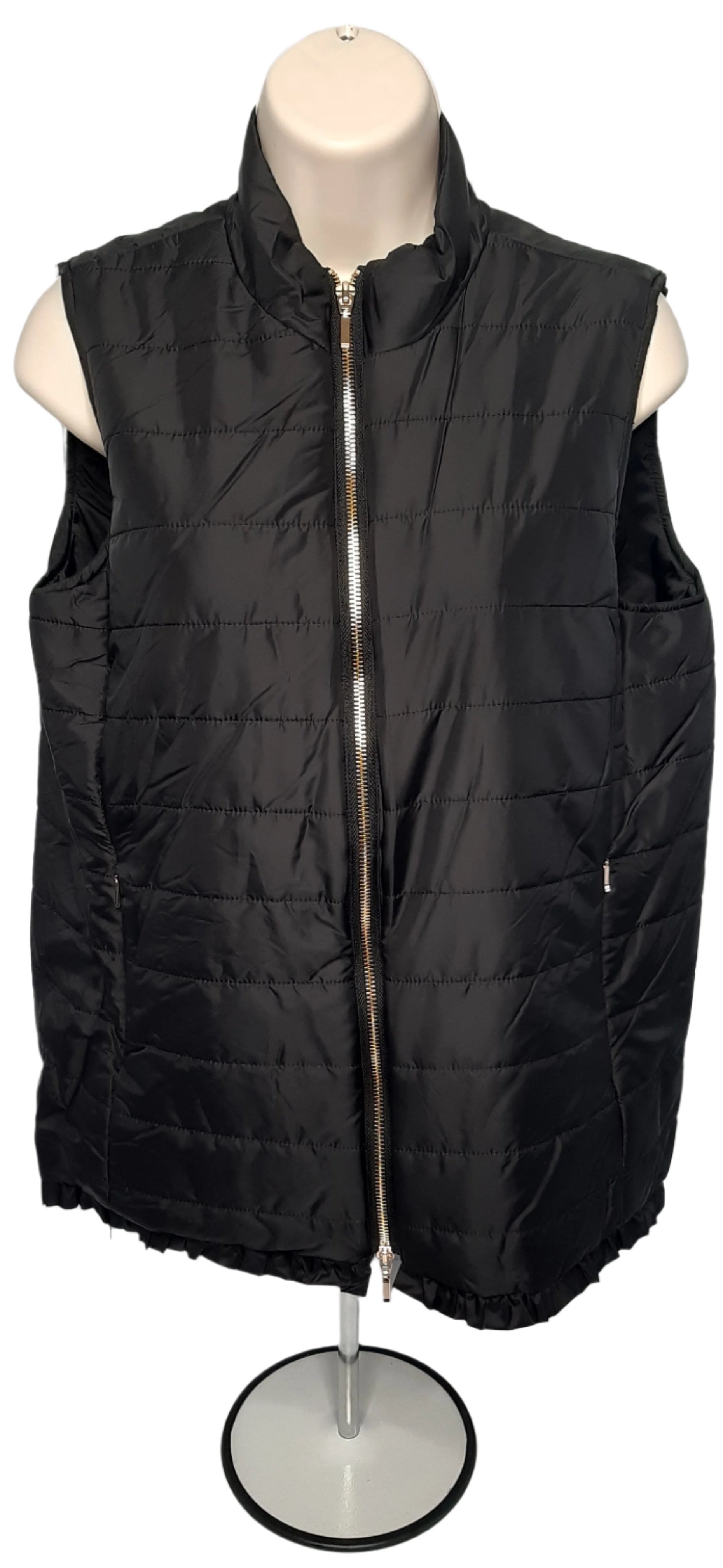 Vest-Black-Zipper Front-2Pocket-Women's-M14201vm 