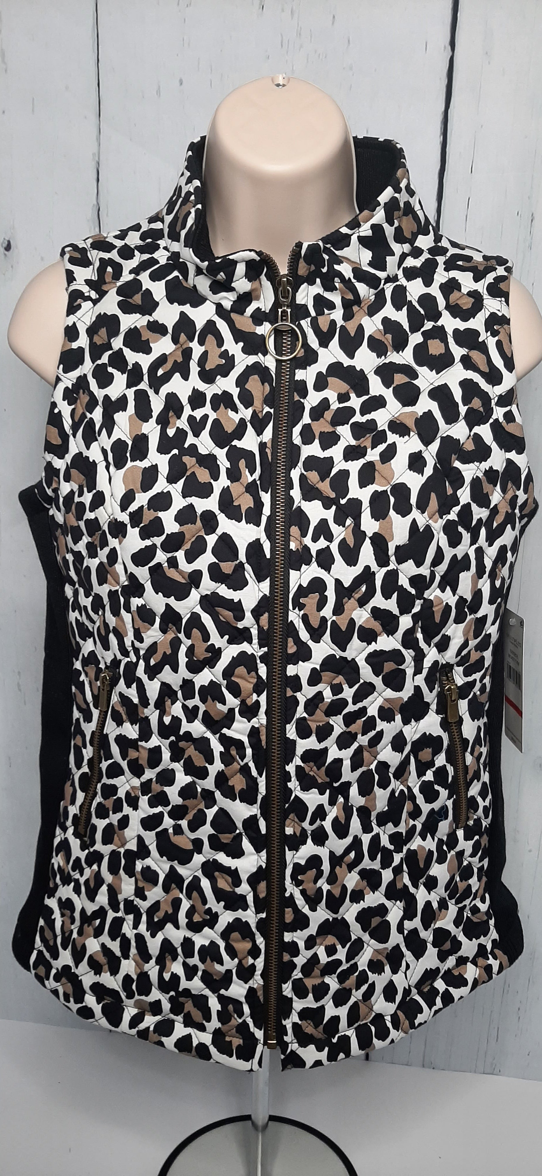 Vest - Leopard - Zipper Front - Collar -Women's-M14211vm 