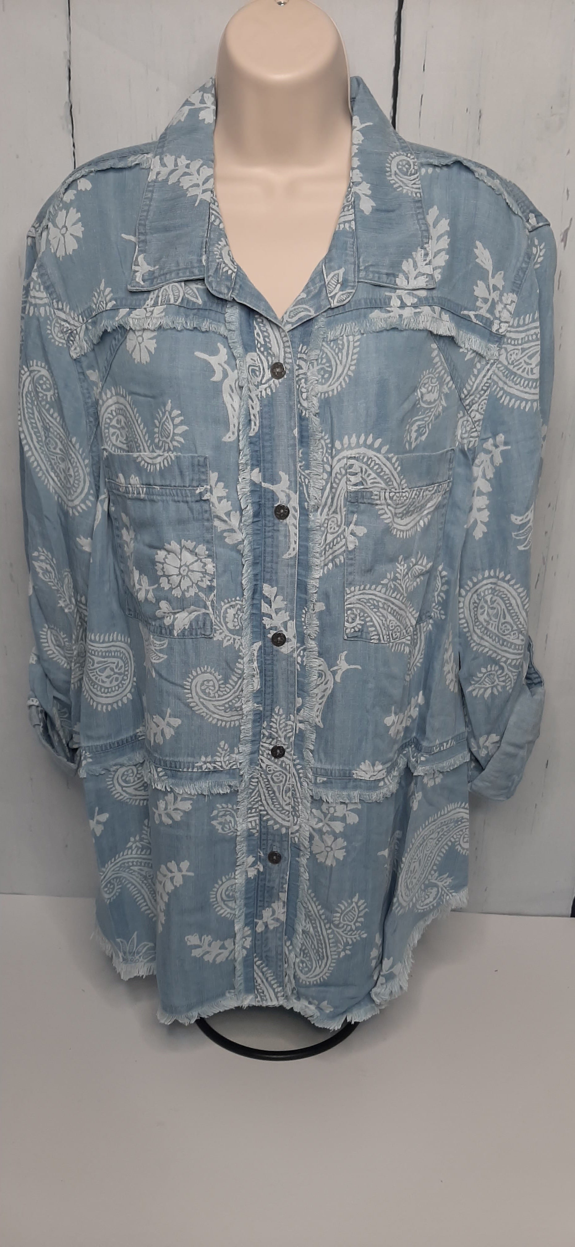 Womens Denim Tunic Button down - Blue 