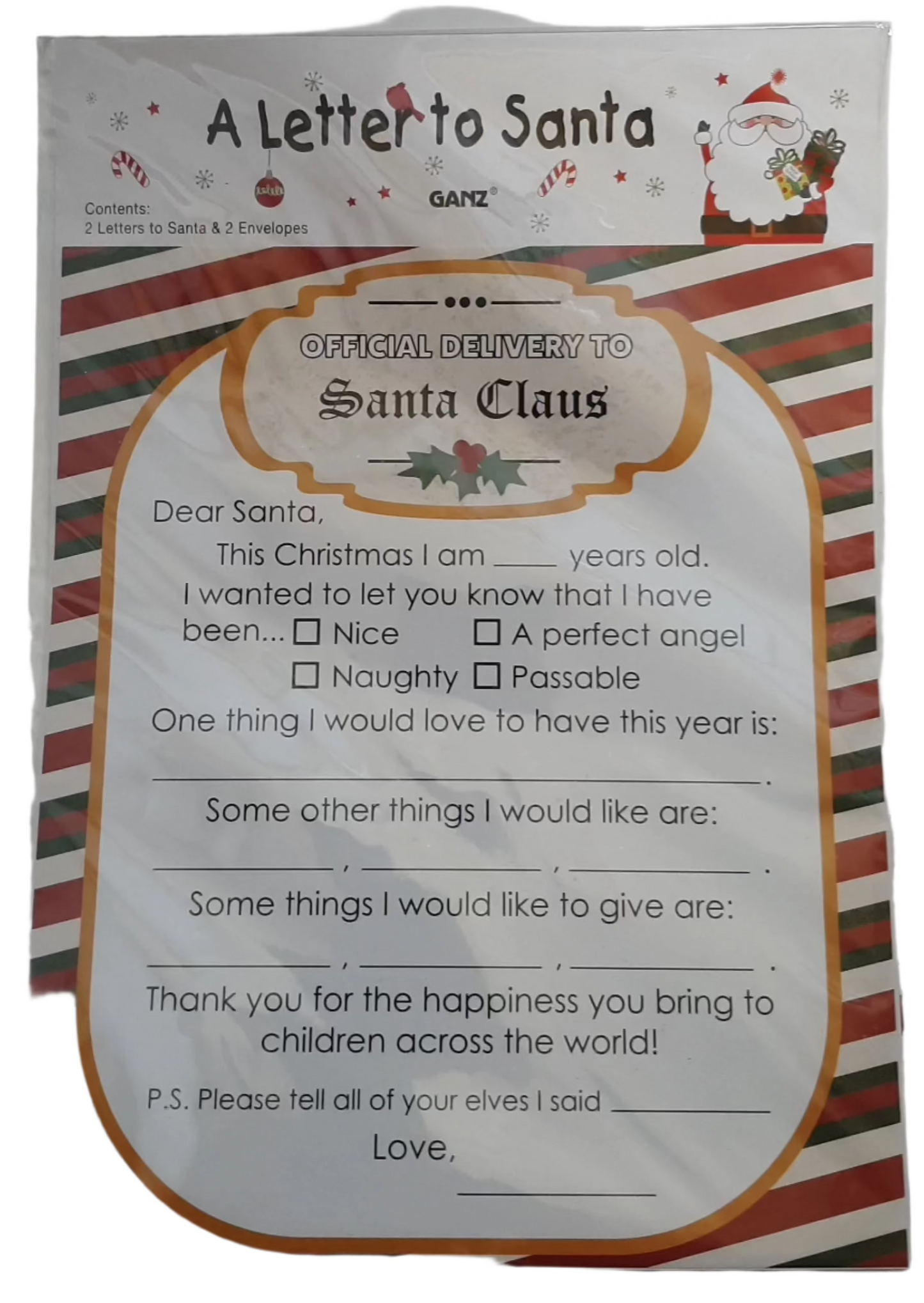 A Letter To Santa Christmas 2pk - Letter/Envelope 