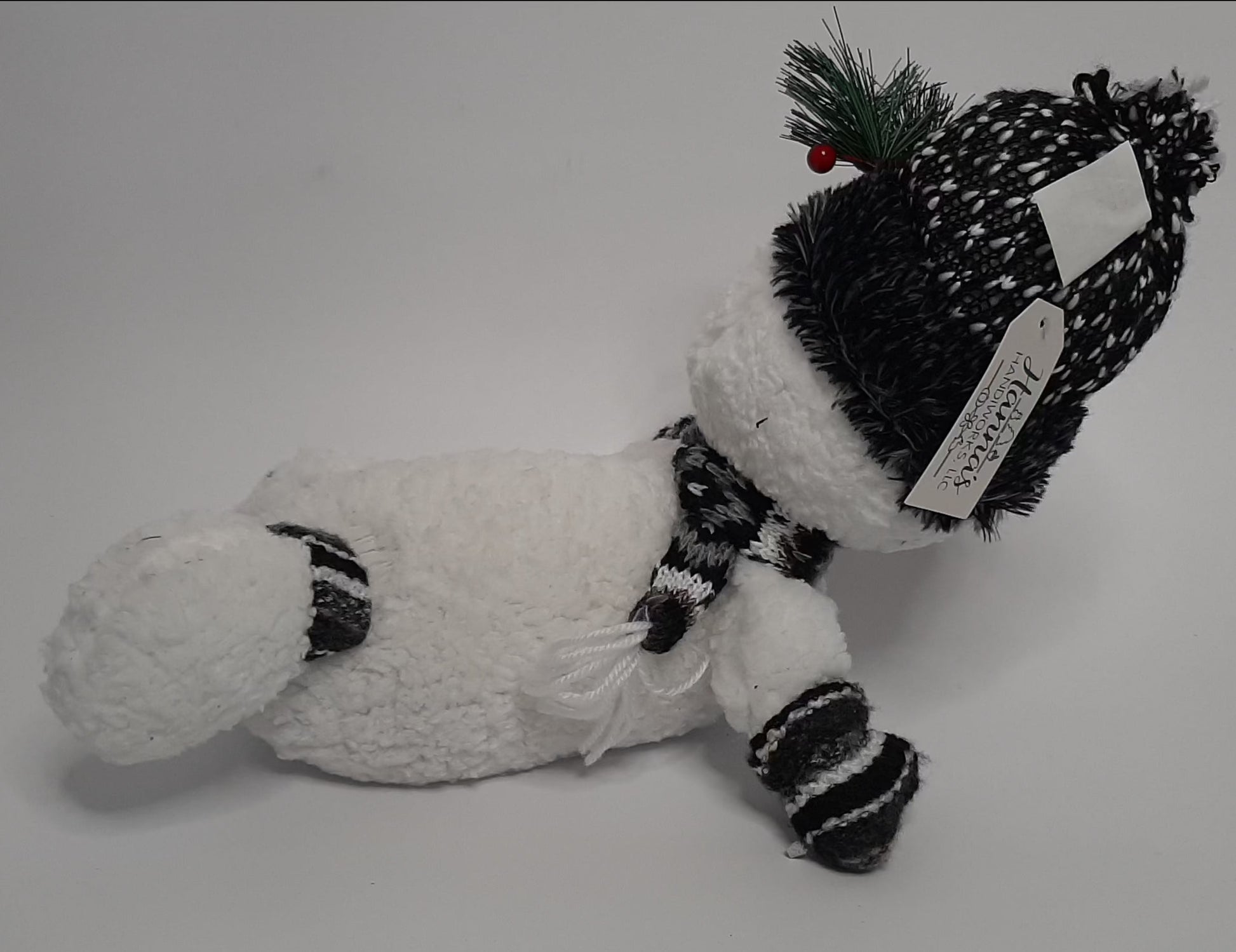 Holiday Lounging Snowman -Stuffed Animal Ornament 