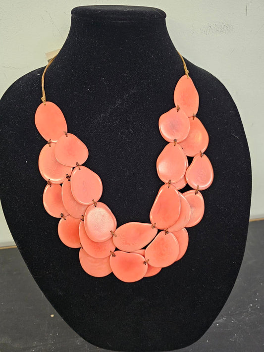 Tagua Necklace - LC250-pc - Coral 