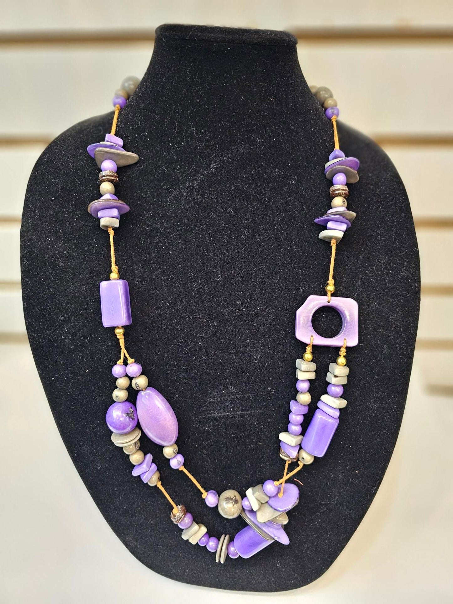 Tagua Necklace - LC224  - Purple 