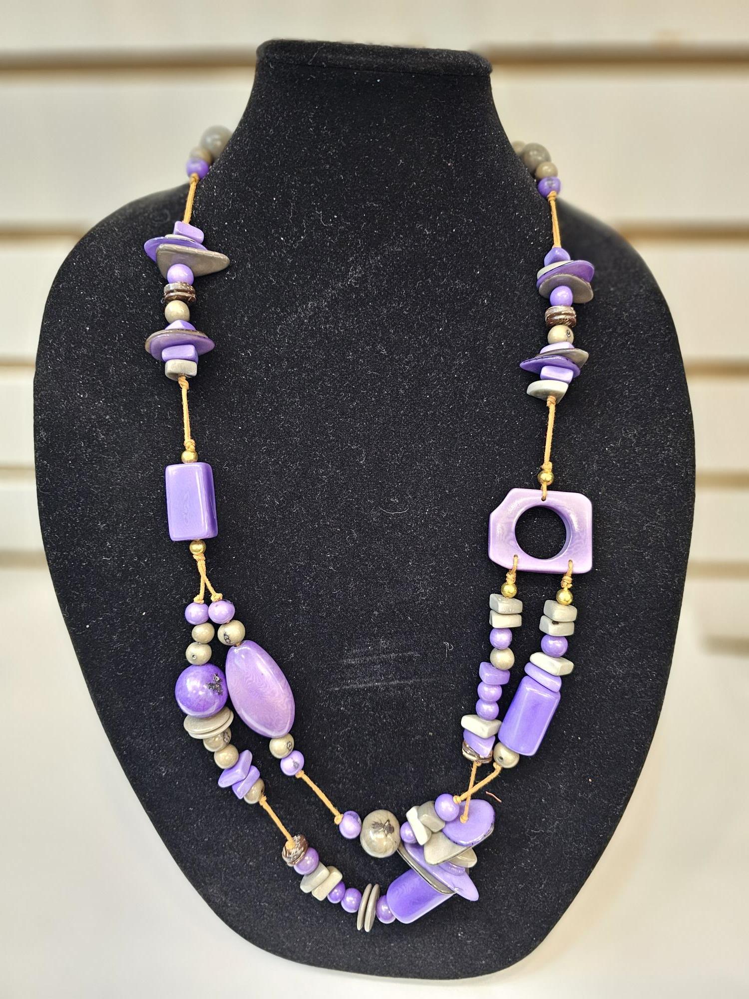 Tagua Necklace - LC224  - Purple 