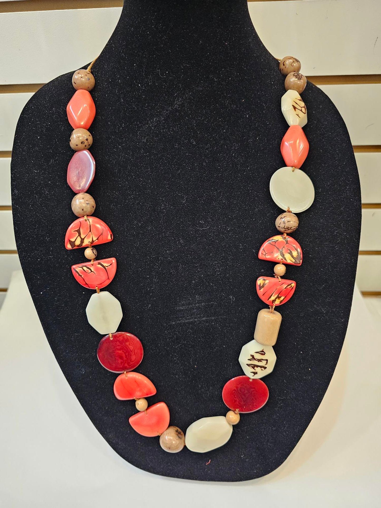 Tagua Necklace - LC248-PC-Combo - Oranges 