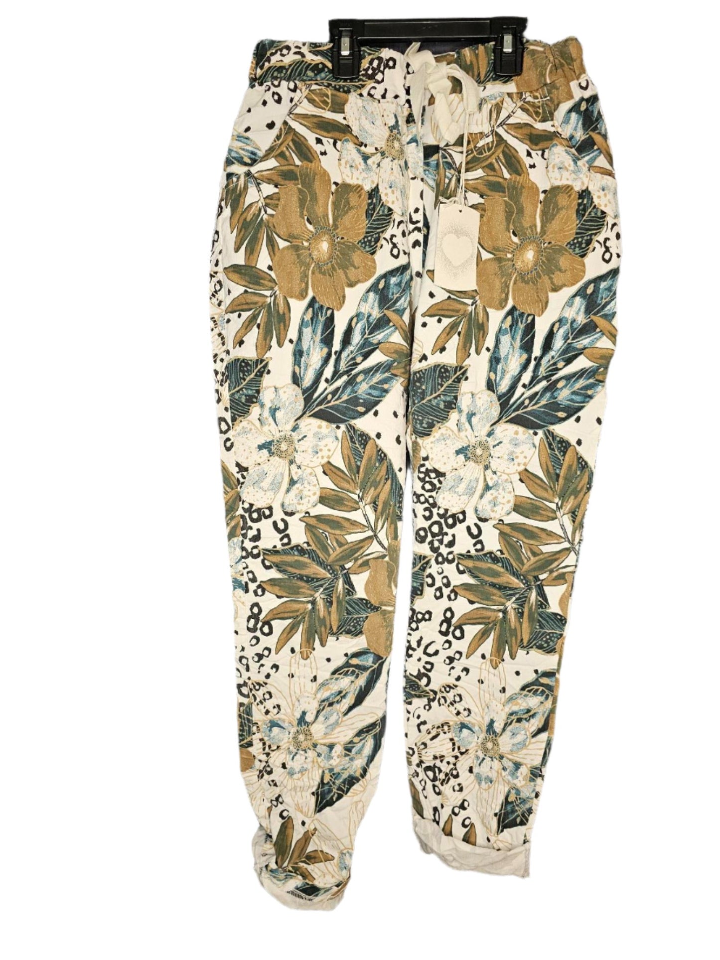 Look Mode -Jeggings - Leaf Print - Comfortable and Classy - Made in Italy - 21217 