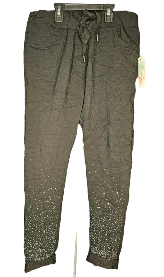 Look Mode -Jeggings - Black - Diamond Stud Print - Comfortable - Made in Italy - 21088DIA 