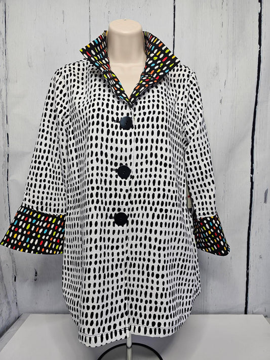 Blouse / Jacket 3/4 Sleeve - Wire Collar - Pockets -Fun Colors - M14402JM 
