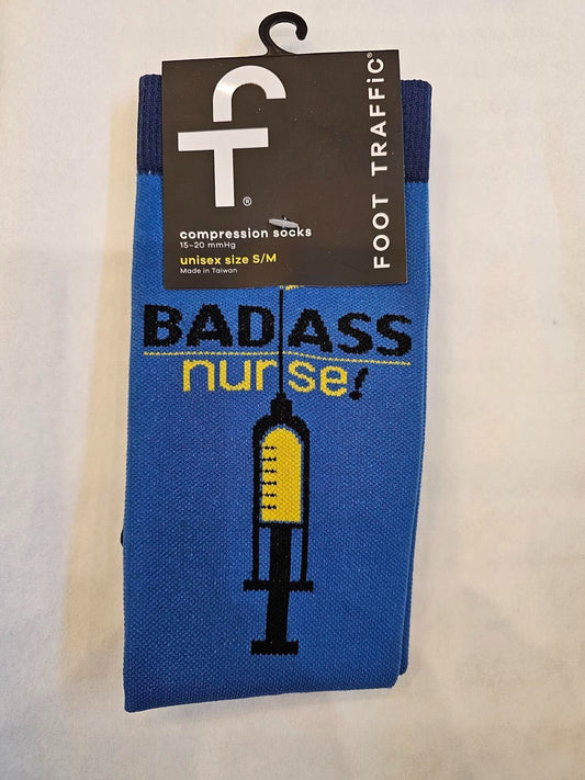 Compression Sock - Badass Nurse - Unisex Size s/m - cs6998 