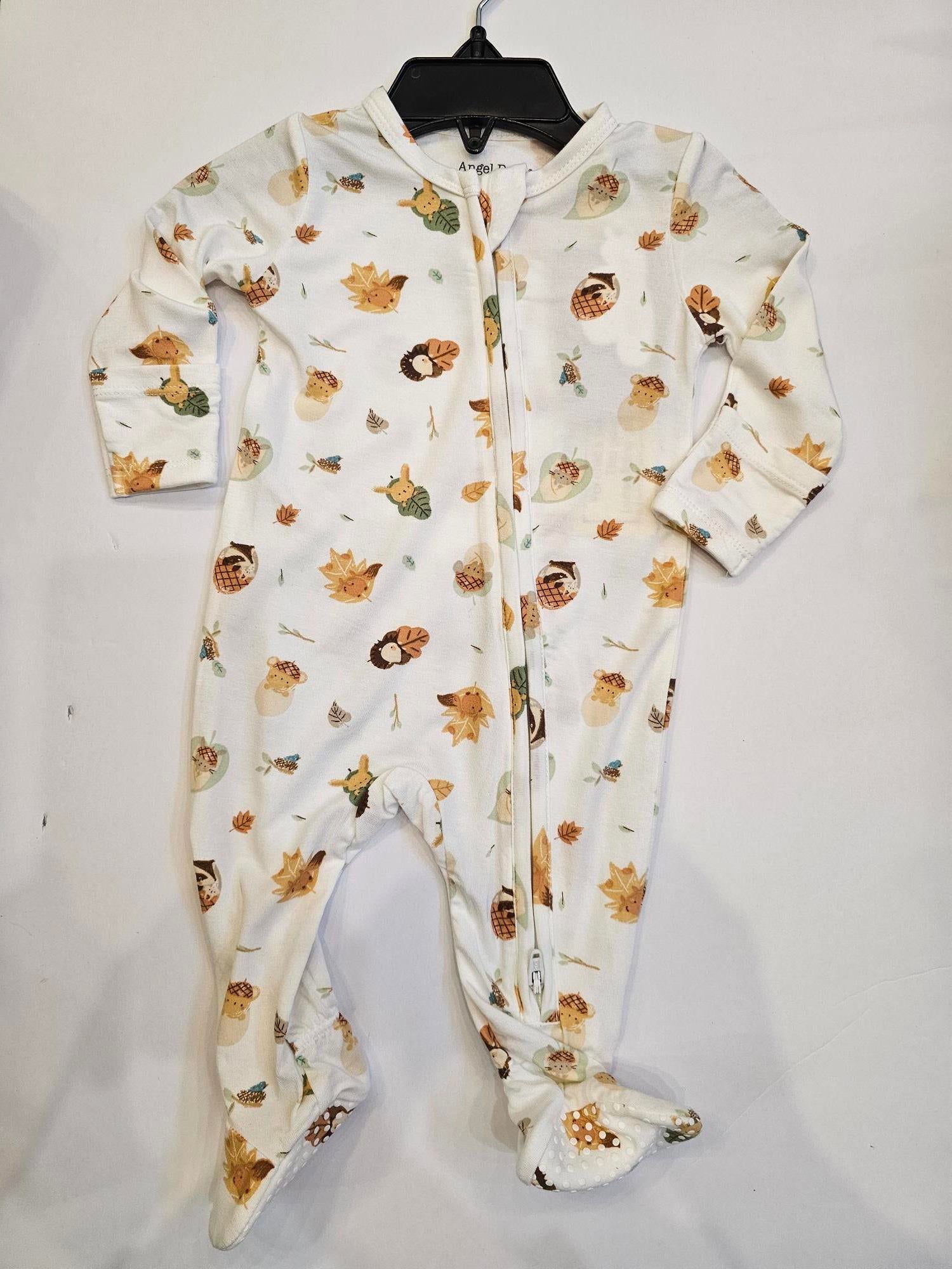 Zipper Coverall - bamboo - nuts and baby animals 