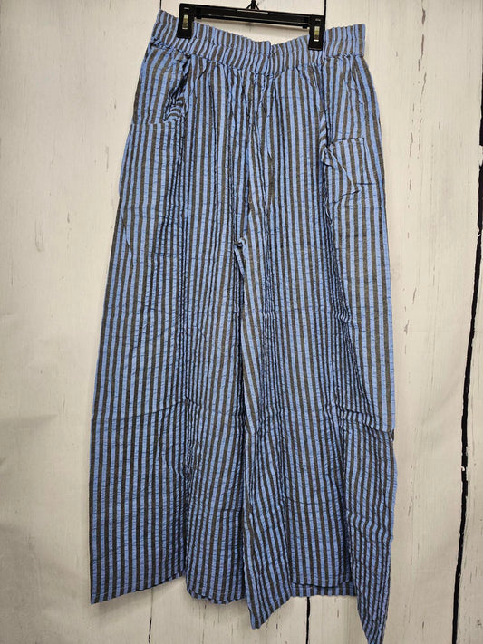 Pants - Blue/Black stripe -Wide leg- side pocket- womens -loose fit -  CV115DOYLE 