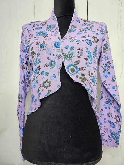 Bolero Jacket  sheer 100% cotton guaze  Womens - PERWINKLE 