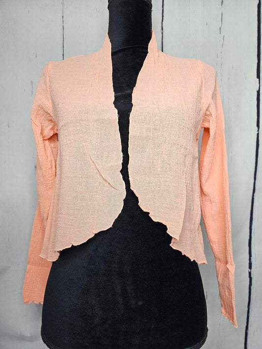 Bolero Jacket  sheer 100% cotton guaze  Womens - Salmon -BB901 