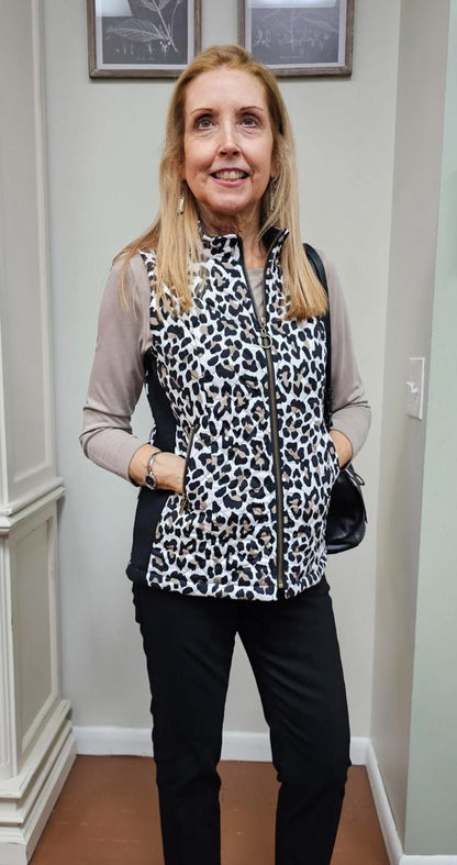 Vest - Leopard - Zipper Front - Collar -Women's-M14211vm 