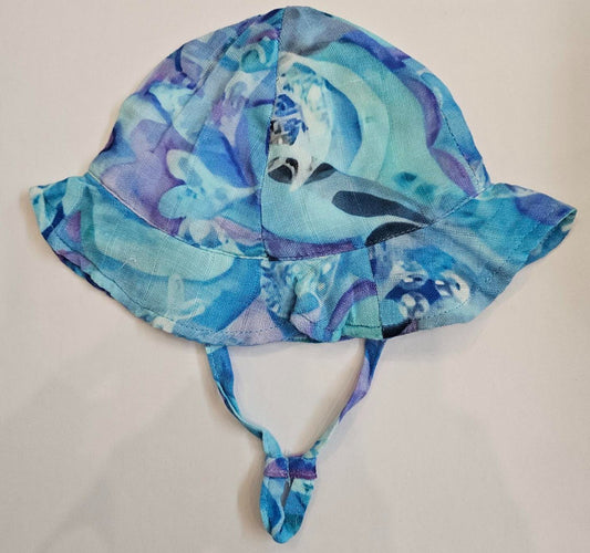 Sunhat - Baby - Blue Lagoon - 100 % Gauze / Cotton - 6 panel tie - Blues & Purples - BLULAG243 