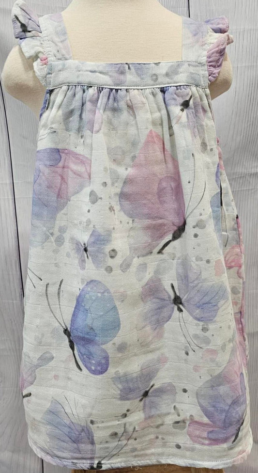 Dress - Butterfly Kisses - 100 % Gauze / Cotton - Blues, Pinks, Purples - Toddler - BUTKIS240 