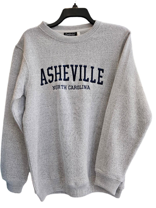 Asheville Logo Crewneck Embroidered Sweatshirt - Grey / Navy Logo 