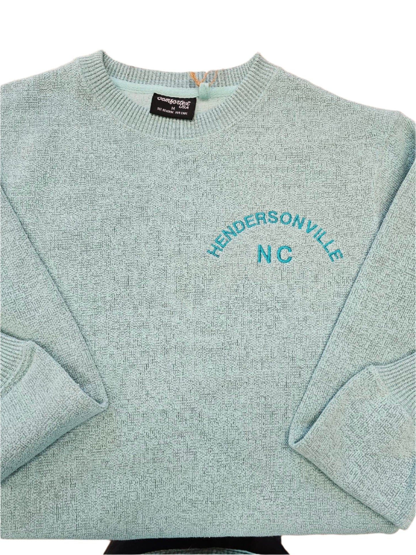 Hendersonville Logo Crewneck Embroidered Sweatshirt - Teal on Teal Logo 