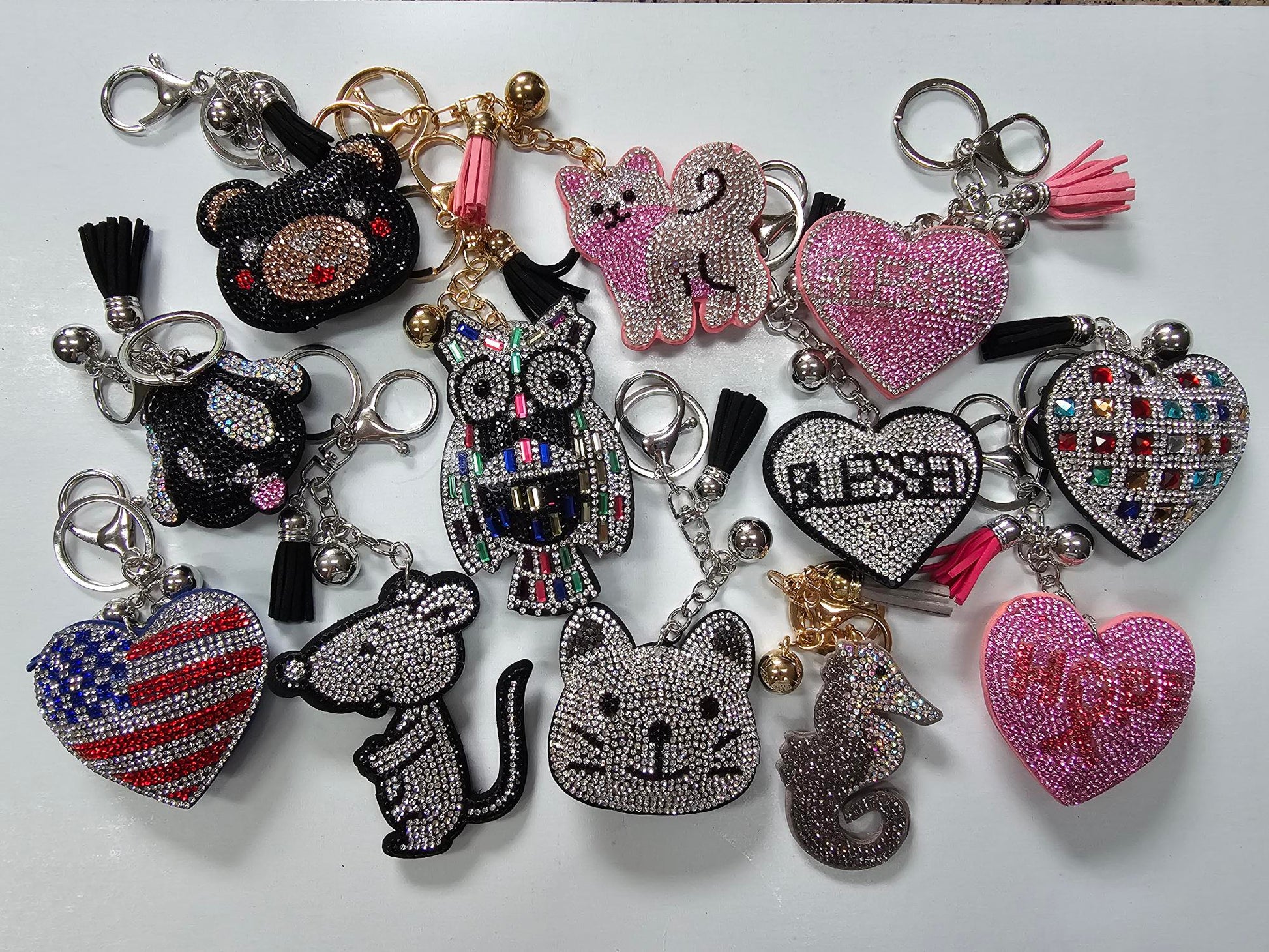 Key Rings Glitter Fobs 