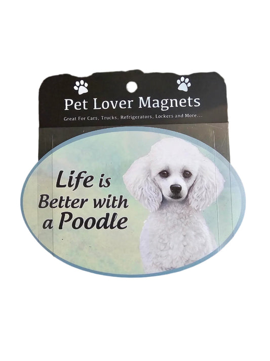 Car Magnet   Poodle Dog  White  1001-28 