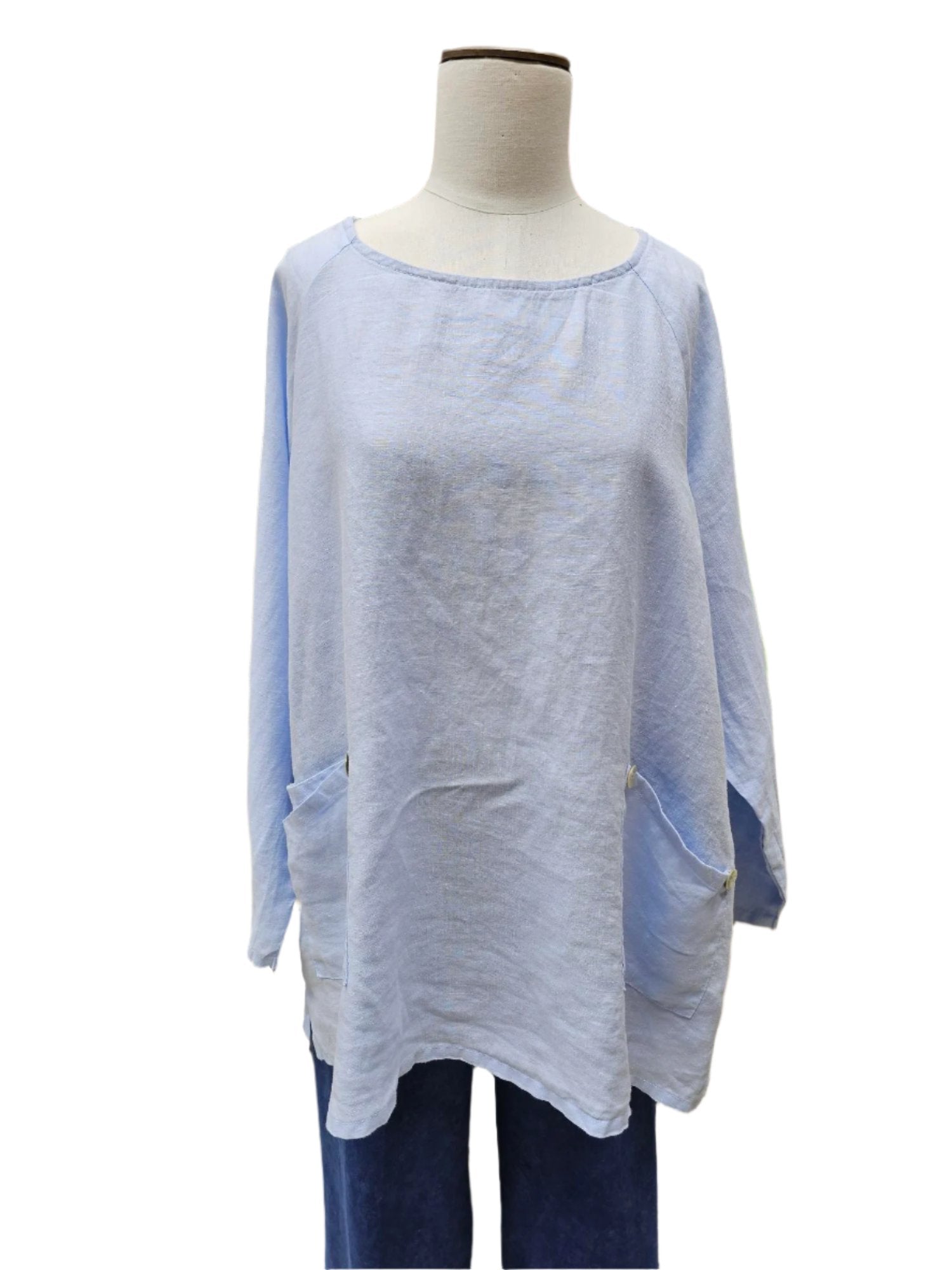 Top 3/4 Sleeve 2 Pocket Pullover Kentucky Blue Women's HLT260 