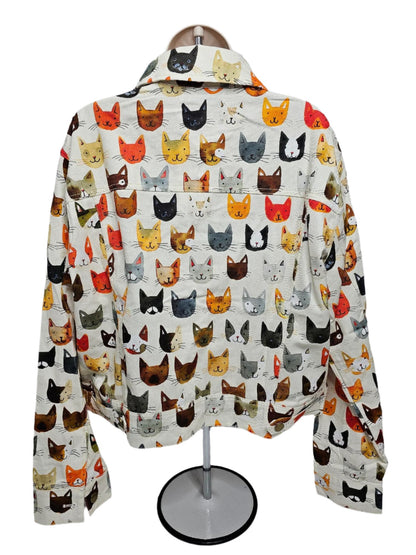 Jacket Button Front 2 Pocket Colorful Cat Women's Aw2450 