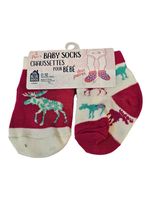 Children's Socks 0-12 month S06WIMO002 Moose Pink / Teal 