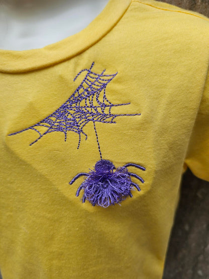 T Shirt Children Spiderweb with Fringe Fluffy Spider 