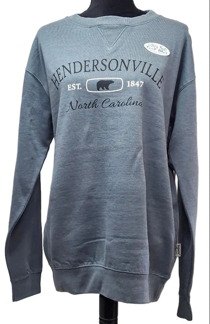 Baypointe- Sweatshirt Sea Blue Screen Print Hendersonville North Carolina Burn Wash BPSSHSB